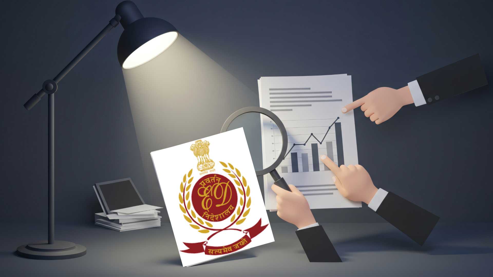 ED Raids and Seizures: Visual representation of Enforcement Directorate personnel conducting a raid under the PMLA