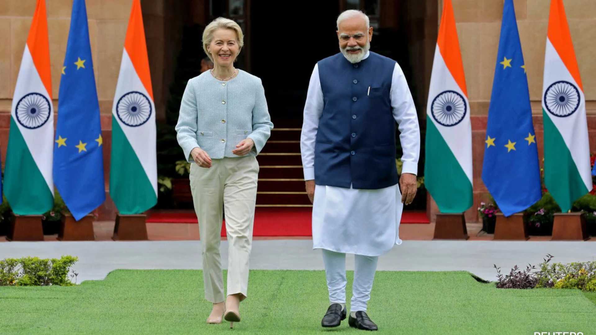 Prime Minister Narendra Modi with EU leaders during the India–EU Summit in New Delhi